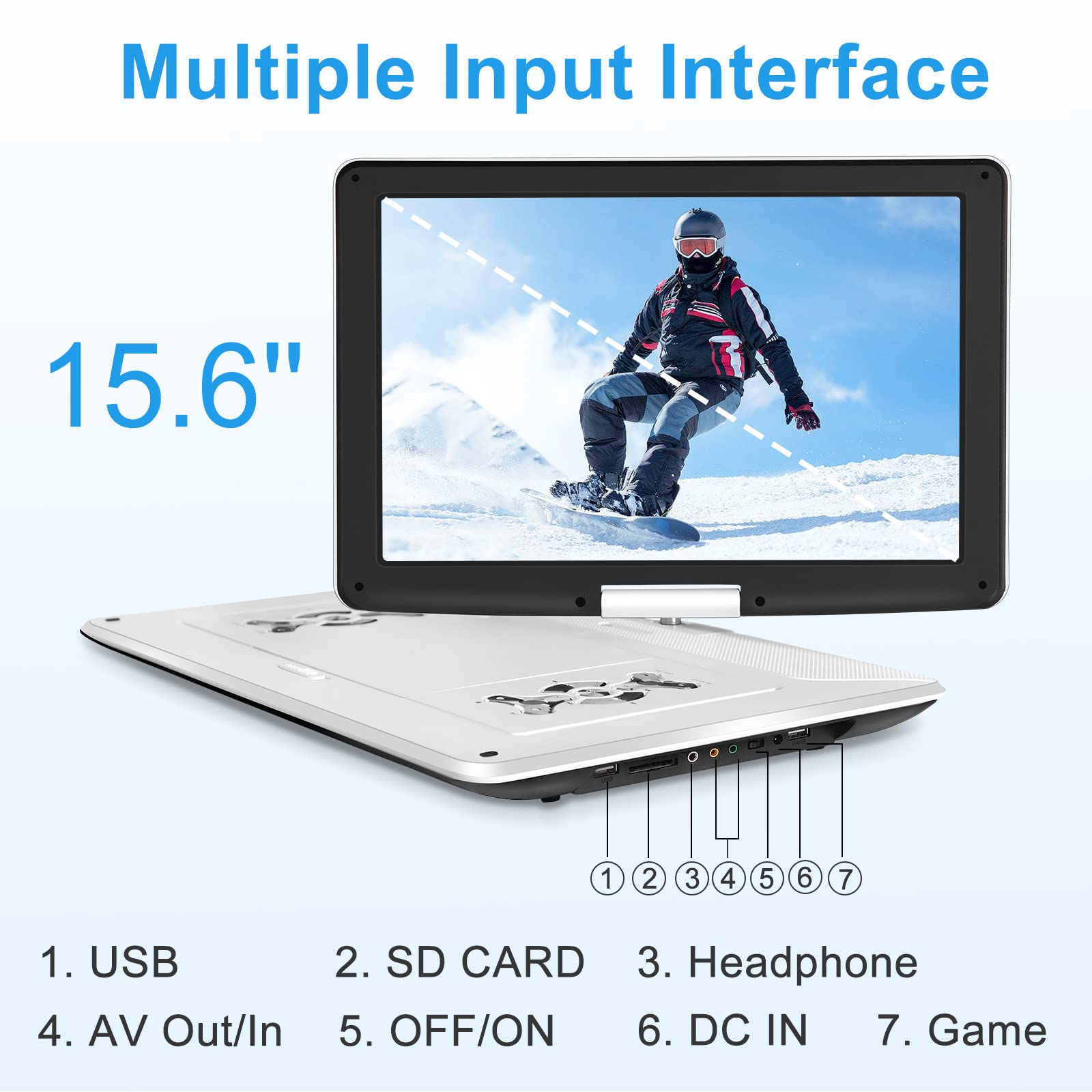 ???????????? 17.9'' Portable Dvd Player With 15.6'' Large Hd Swivel Screen, 6 Hours Battery Dvd Player Portable, High Volume Spe